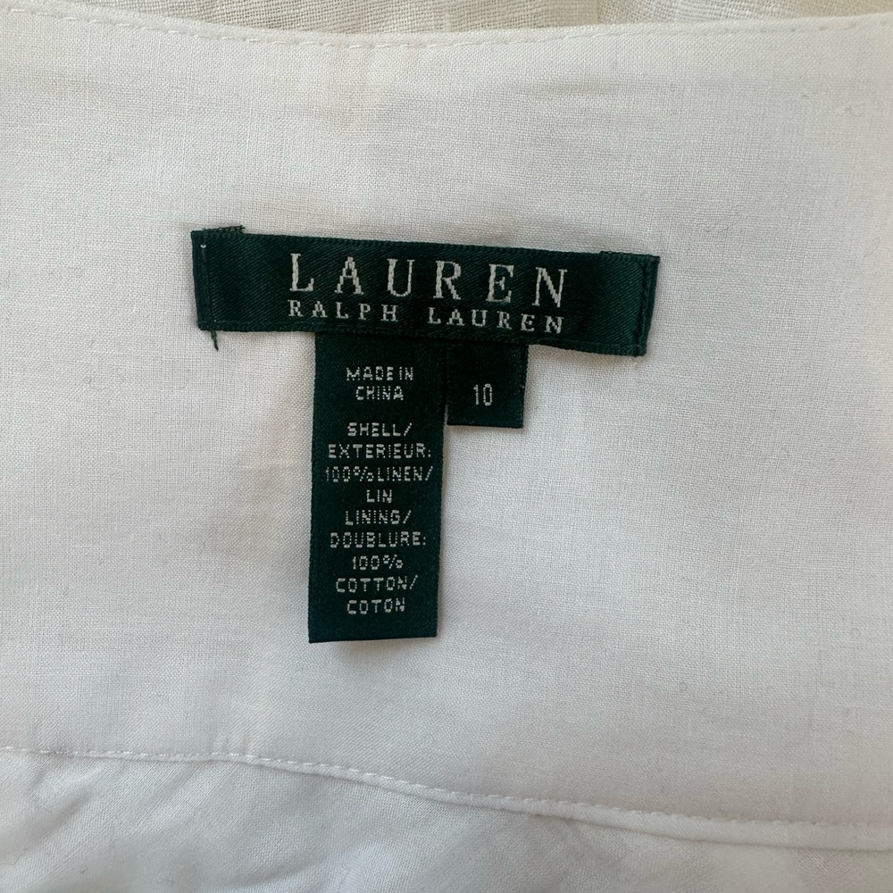Ralph Lauren White 100% Linen Knee Length Flowy Pleated Skater Girl Skirt (10) - Picture 5 of 8